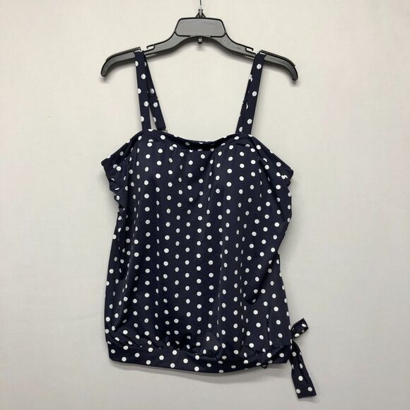 Swimsuits for all Women Swim Tankini Top Size 16 Blue Polka Dots B269 -13 - Picture 1 of 14